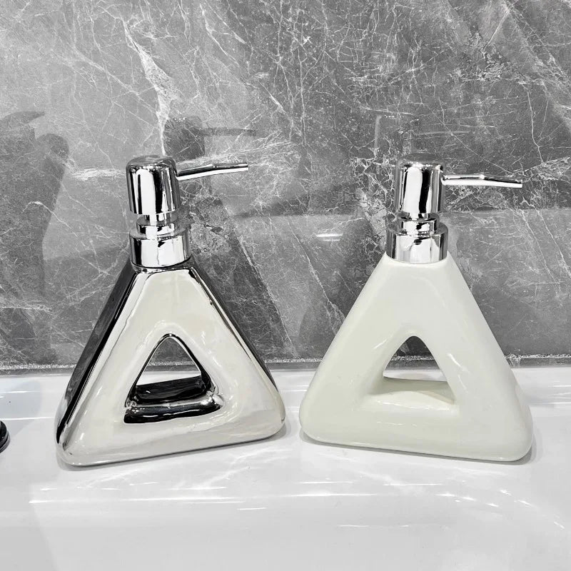 distributeur de savon céramique abstrait design pratique pour salle de bain - vue 4 sur 10