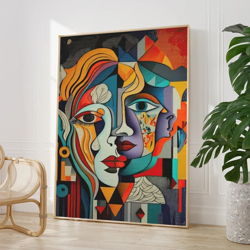 peinture abstraite cubiste style picasso pour décoration intérieure