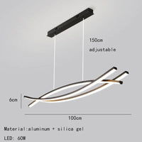 lustre à led en aluminium design moderne réglable en hauteur