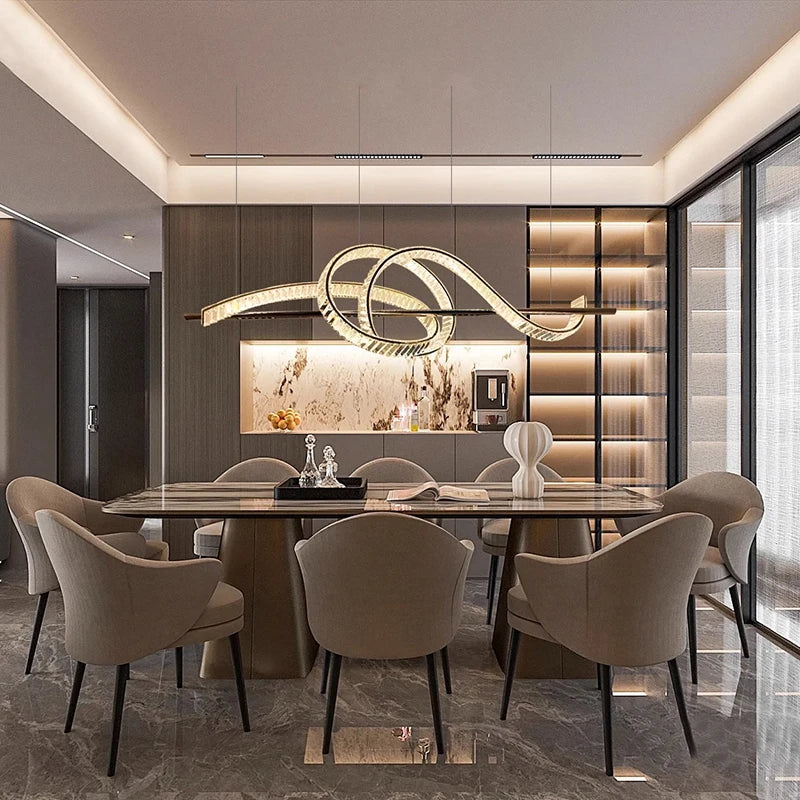 lustre moderne design cristal pour salle à manger éclairage intérieur - vue 3 sur 7