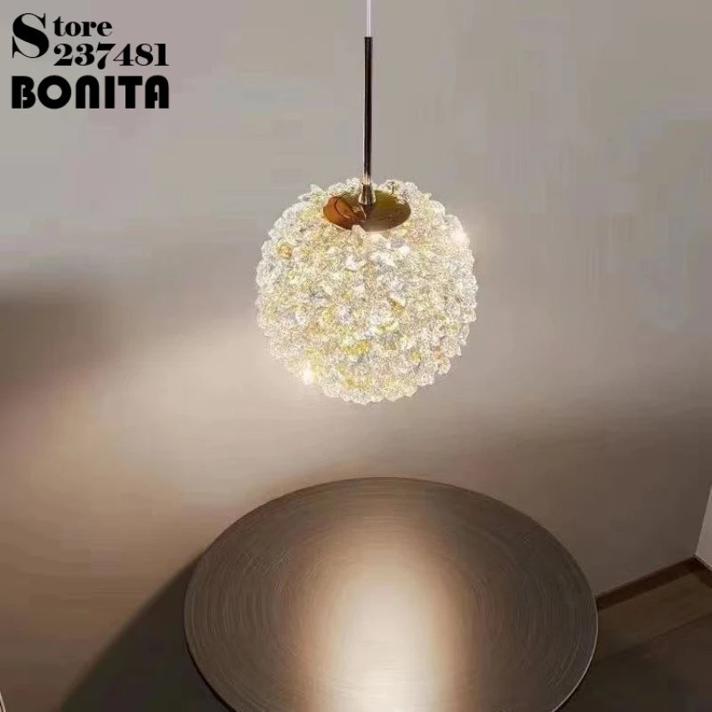 suspension en cristal k9 forme de fleur design moderne et luxueux - vue 4 sur 10