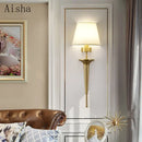 Minimalist copper fabric wall lamp for luxury interior decoration