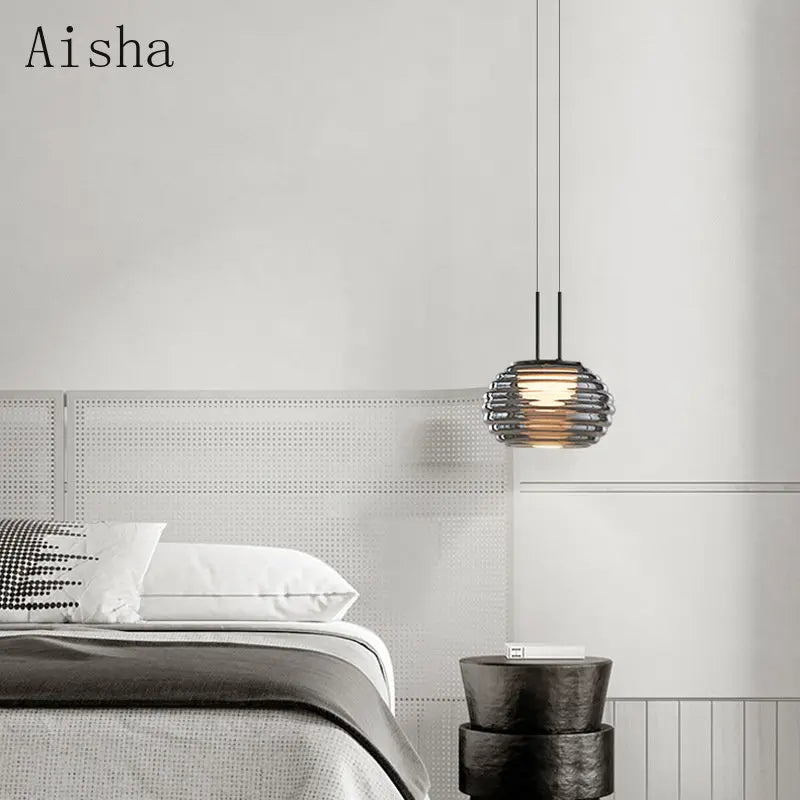 lampe de chevet suspendue design moderne en verre LED - vue 3 sur 7