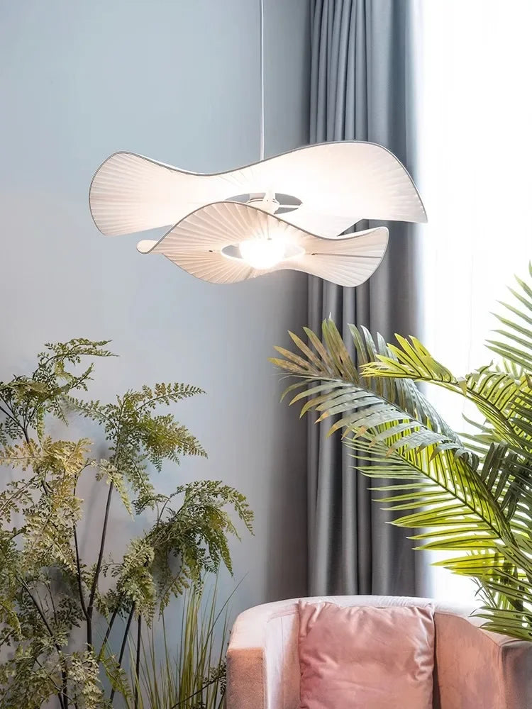 lustre Design nordique tissu LED lumières chambre salon salle à manger décoration maison fleur - vue 5 sur 7