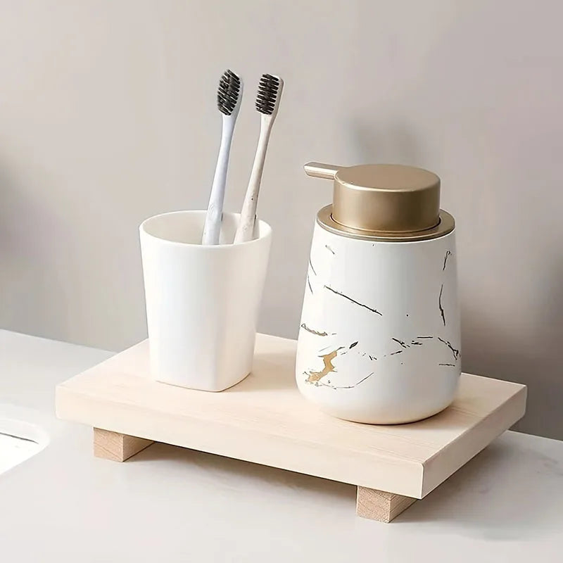 plateau en bois sur pied pour rangement et décoration - vue 4 sur 8