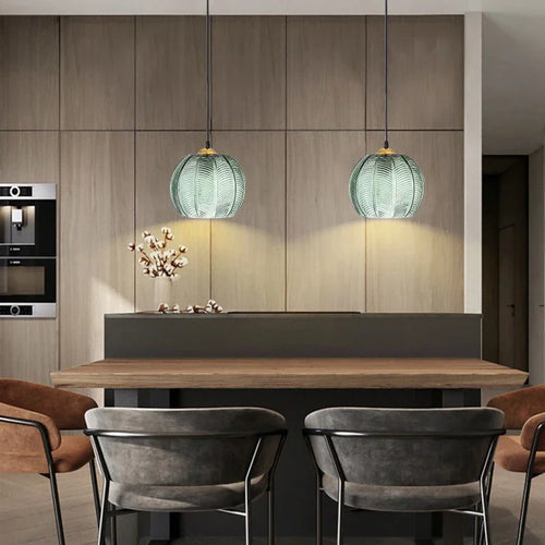 suspension Nordique moderne LED rayé verre pour salle à manger cuisine île chevet décor à la maison - vue 4 sur 10