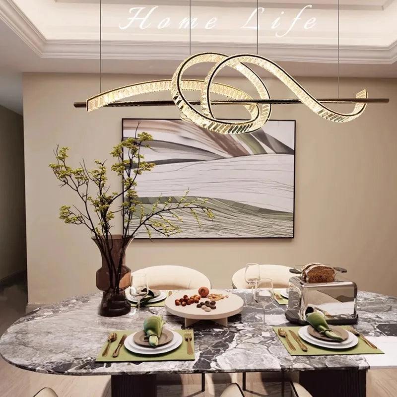 lustre moderne design cristal pour salle à manger éclairage intérieur