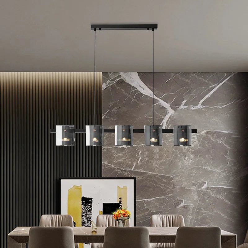lustre italien minimaliste en verre pour éclairage moderne - vue 3 sur 12