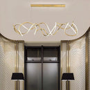 Minimalist modern stainless steel chandelier with decorative waves