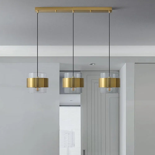 Modern minimalist gold art glass pendant light - vue 3 sur 15