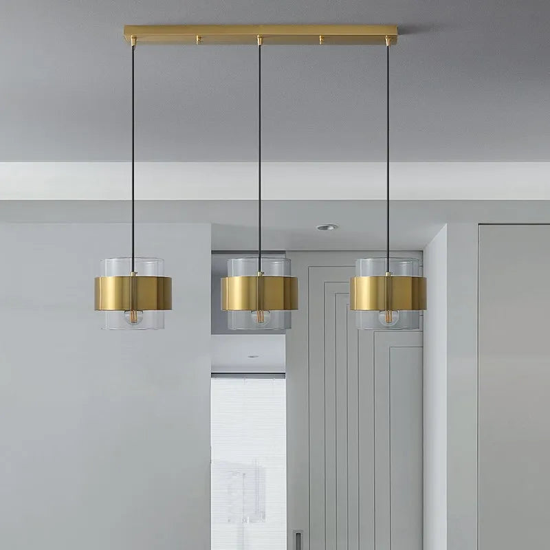 Modern minimalist gold art glass pendant light - vue 2 sur 15