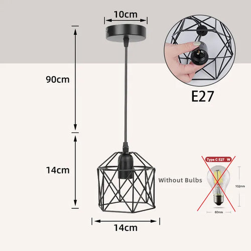 Suspension lampes suspendues Vintage pour plafonnier Cage en métal nordique Led lustre lampe suspendue pour îlot de cuisine