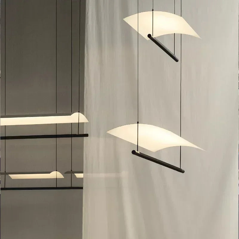 lustre suspendu moderne nordique éclairage design long et simple - vue 5 sur 12