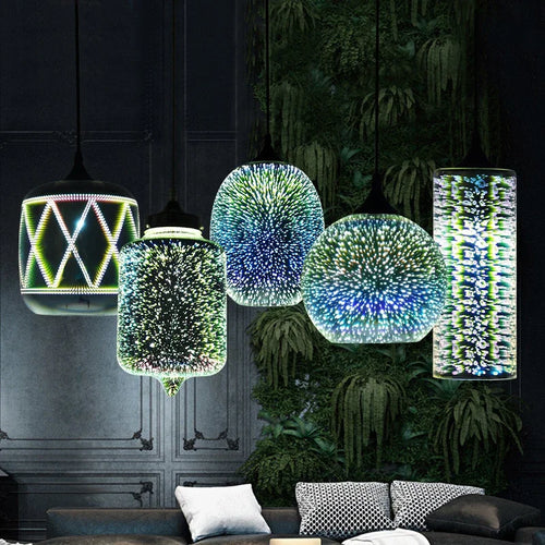 Coloured glass pendant light for modern and festive decoration - vue 7 sur 23