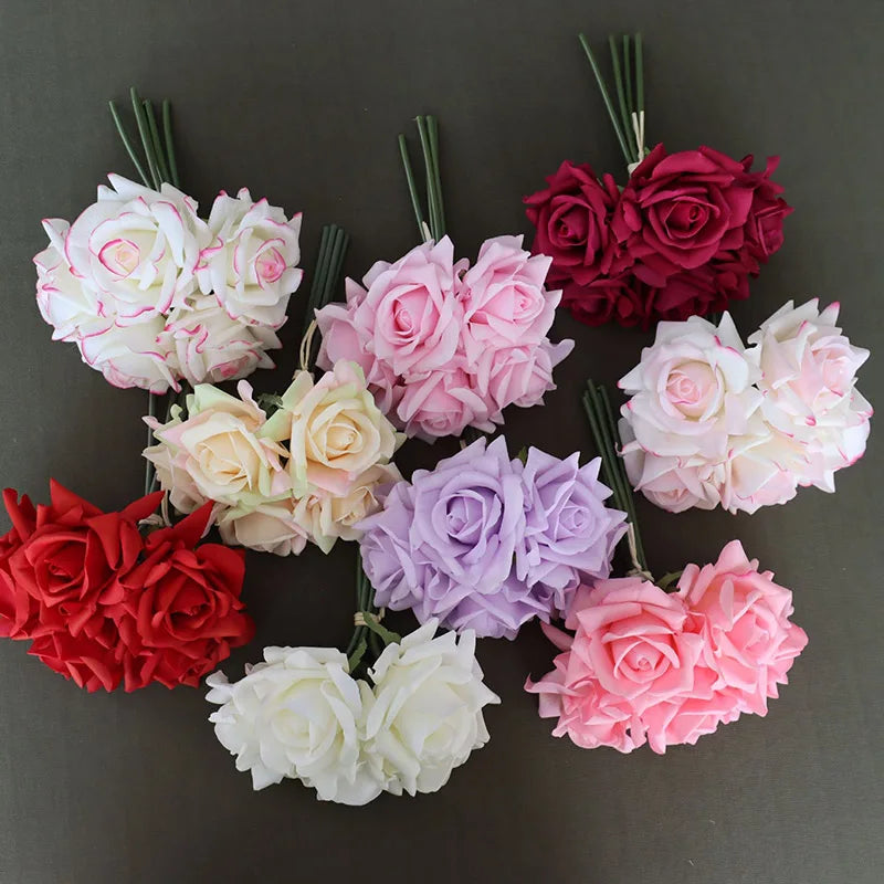 bouquet de roses artificielles réalistes pour mariage et décoration