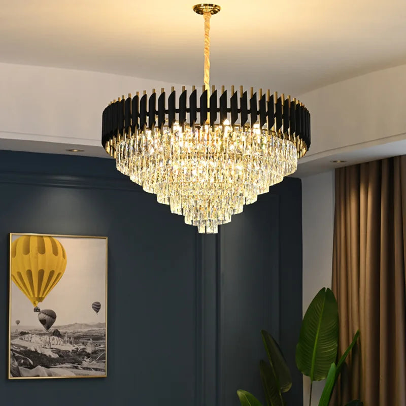 lustre led en cristal moderne idéal pour décoration intérieure de luxe - vue 7 sur 13