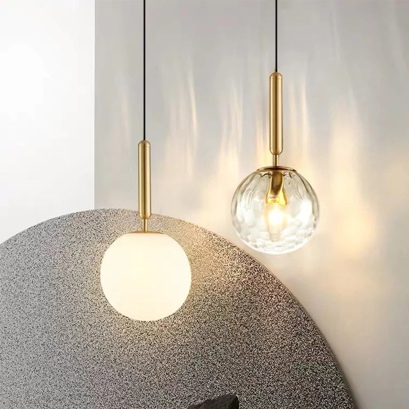 Moderne LED boule de verre installation or/noir intérieur cuisine suspension lampes chevet salle à manger éclairage décoration - vue 4 sur 10