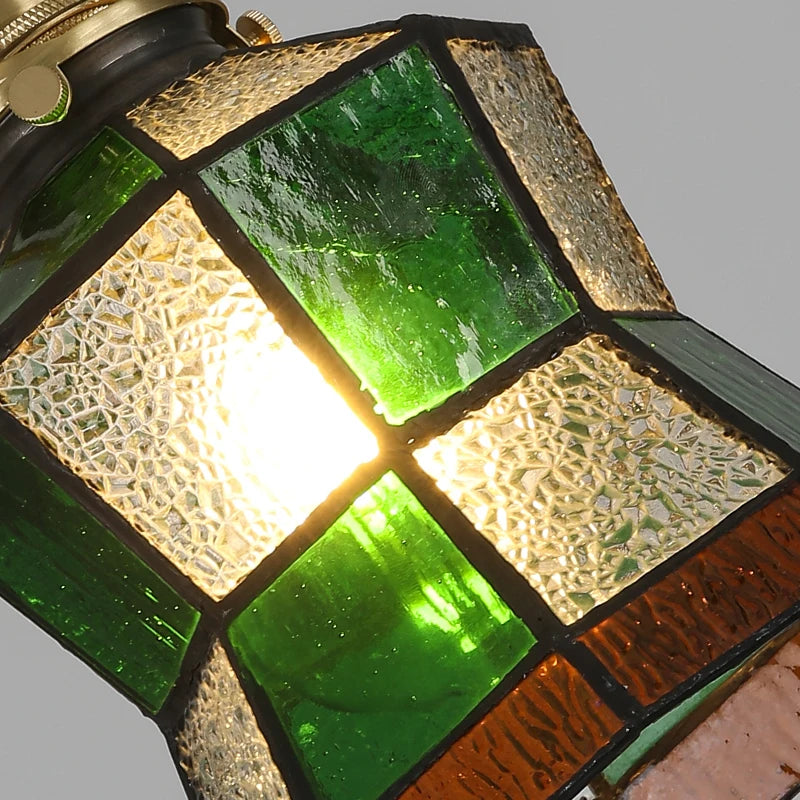 lustre antique de luxe suspendu en verre et laiton - vue 4 sur 15