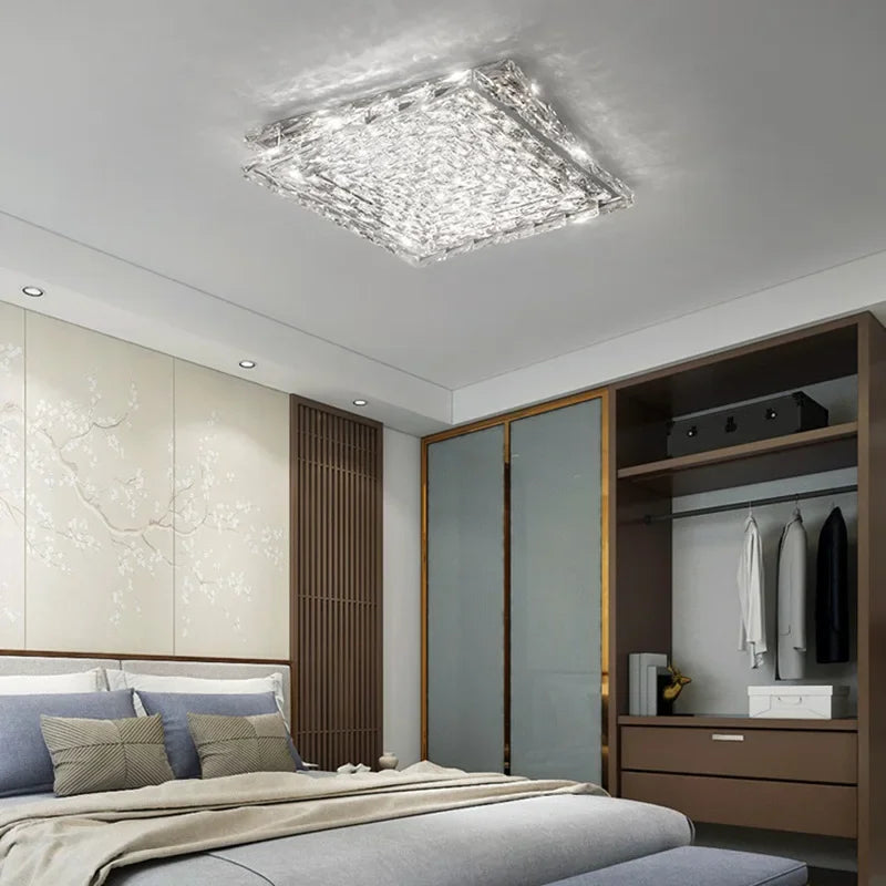 plafonnier led carré en cristal luxe pour décoration intérieure - vue 5 sur 10