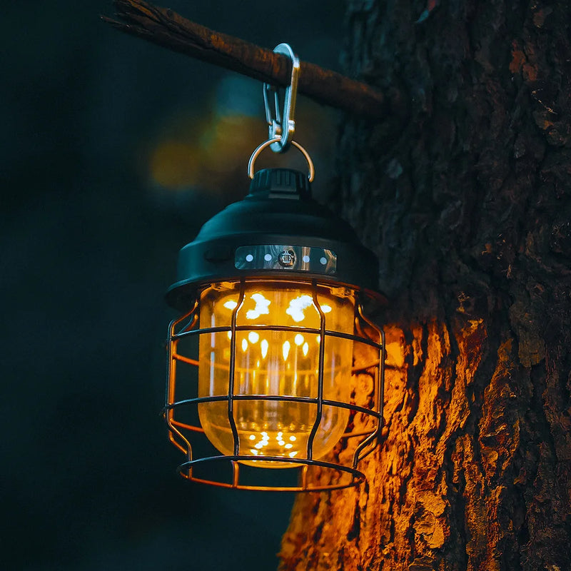 lanterne rétro rechargeable à LED pour jardin extérieur vintage