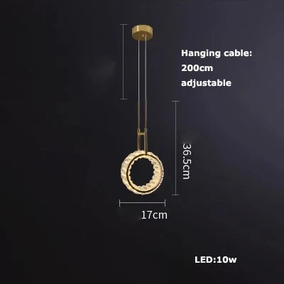suspension en verre cristal art déco avec éclairage led - vue 21 sur 25
