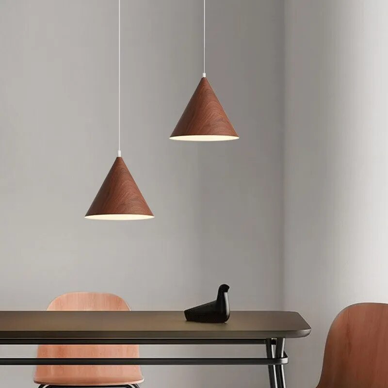 Suspension LED moderne en noyer massif - vue 4 sur 10