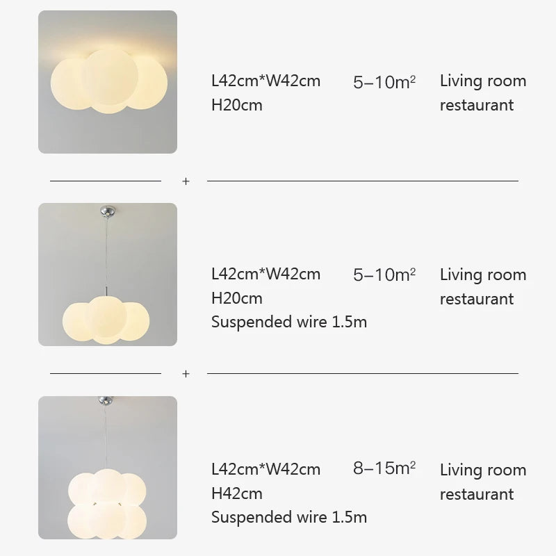 lustre nordique led nuage 4/8 têtes décor bulles luminaires - vue 6 sur 9