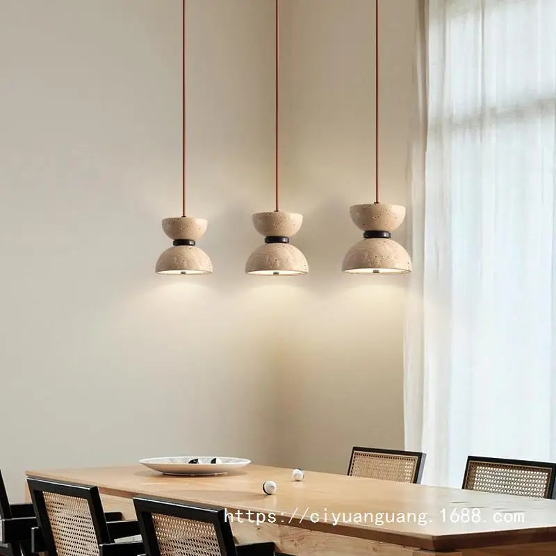 lustre en pierre naturelle nordique pour intérieur avec fil réglable - vue 4 sur 11