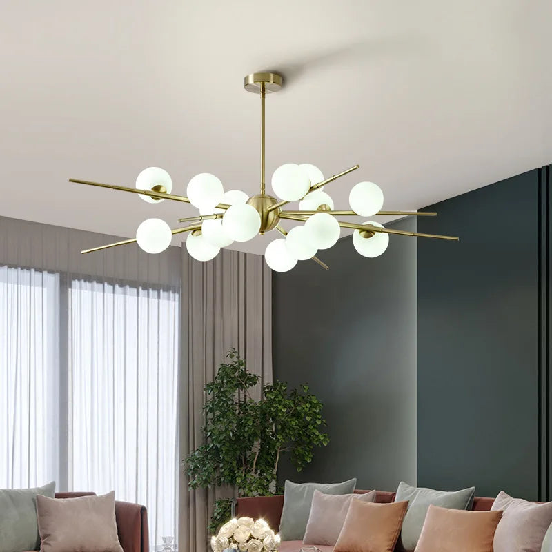 lampe moderne simple en cuivre décoration moléculaire nordique - vue 5 sur 10