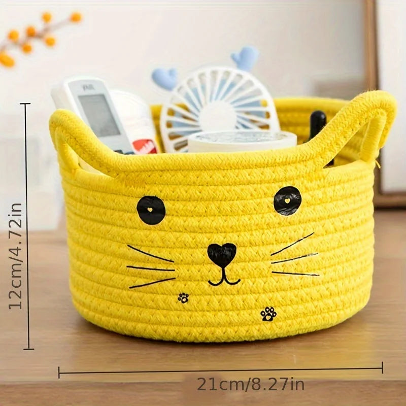 paniers de rangement en coton thème chaton décoratif et pratique - vue 7 sur 11