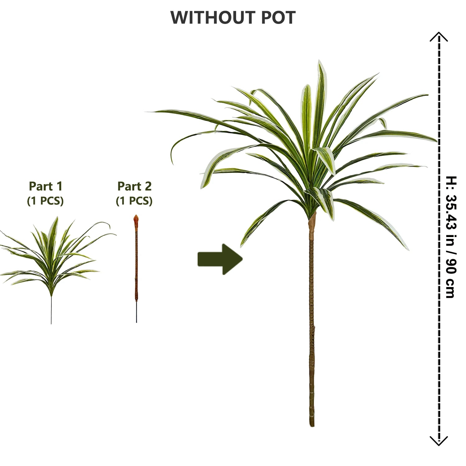 Set of 3 artificial dracaena plants for realistic decoration - vue 11 sur 20