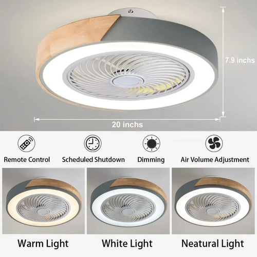 ventilateur plafond moderne pour enfants avec lumière led et télécommande