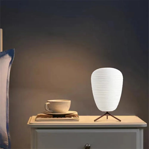 lampe à poser 3 en 1 en verre à motif spirale trépied élégant - vue 4 sur 12