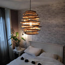 lustre en rotin style japonais vintage éclairage intérieur en bambou