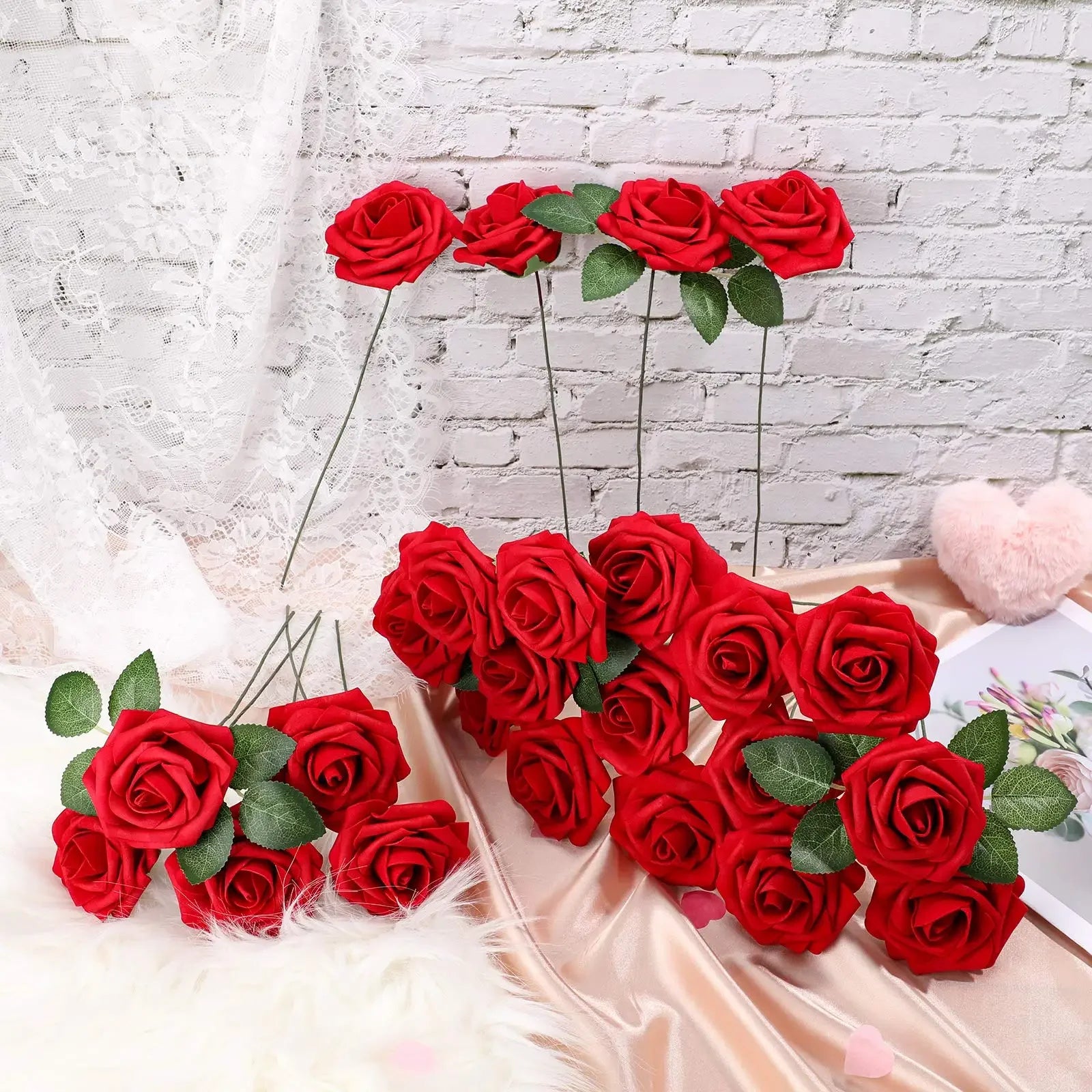 lot de 25 roses artificielles pour décorations de mariage et fêtes - vue 3 sur 11