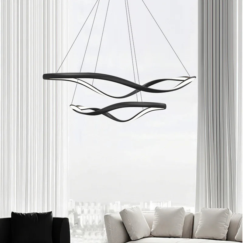 lustre moderne simple anneau irrégulier cordon réglable décoratif - vue 2 sur 21