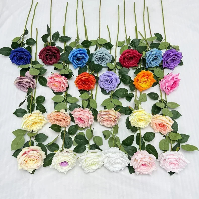 branches de roses en soie grandes fleurs artificielles décoratives - vue 5 sur 30