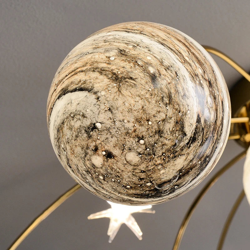 suspension boule planète art déco luminaire métal - vue 5 sur 6