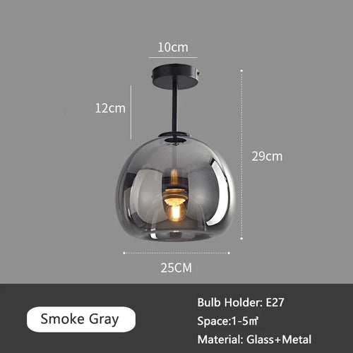 Plafonnier design en verre de couloir passage luxe fumé ambre gris - vue 9 sur 8
