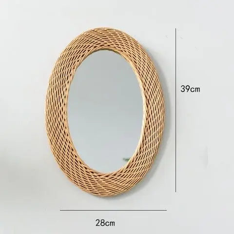 Nordic Style Straw Rattan Wall Decor, Round Rattan Mirror, Decoration Mirror - vue 4 sur 12