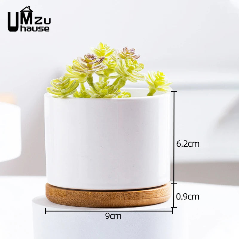 lot de 2 pots en céramique avec drainage pour plantes d'intérieur - vue 8 sur 7