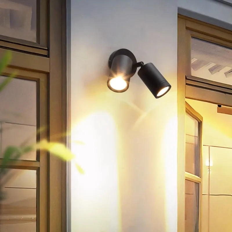 spot led extérieur double tête étanche pour jardin balcon clôture - vue 3 sur 9