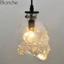 Vintage transparent glass skull chandelier for bar or restaurant