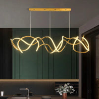 Minimalist modern stainless steel chandelier with decorative waves