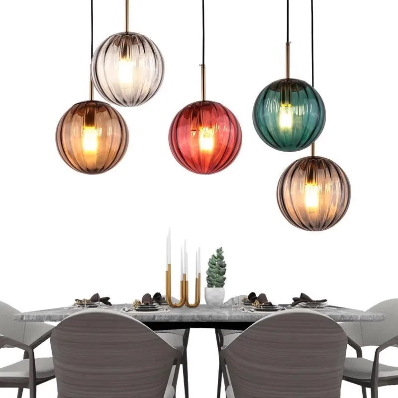lustre en verre coloré lumineux pour restaurant