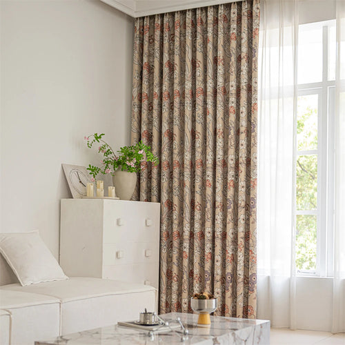 Rideau occultant motif floral style moderne pour salon - vue 4 sur 8