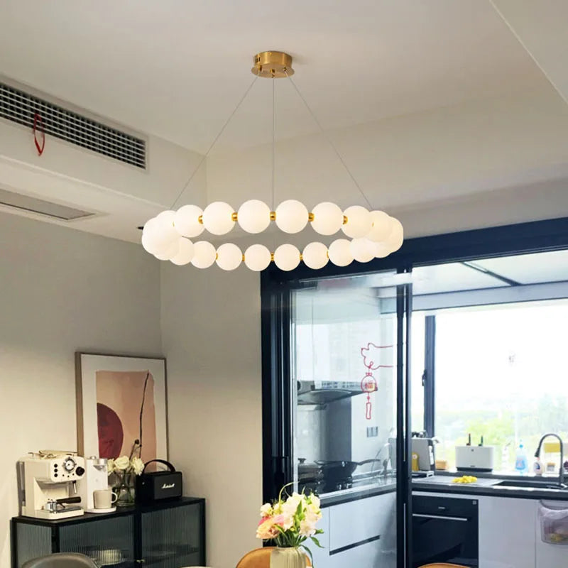 Anneau rond nordique LED lustre de plafond acrylique or pour salle à manger salon Table centrale chambre suspension éclairage décor luminaire - vue 3 sur 19