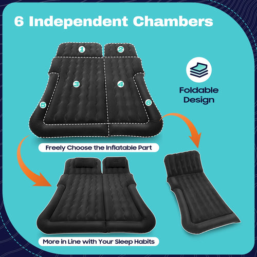 Car Mattress, SUV Car Air Mattresses, Movable, Thicker Air Bed for Travel, Camping, Outdoor Activities, Removable Inflatable Bed - vue 2 sur 7