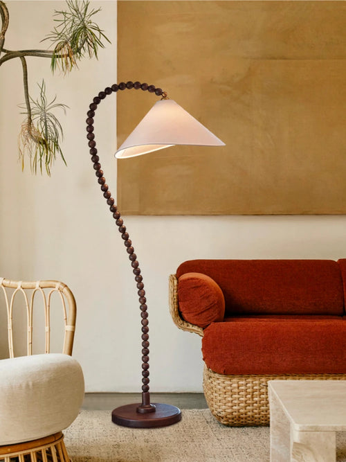 Minimalist wooden floor lamp retro style for ambient decoration - vue 5 sur 8