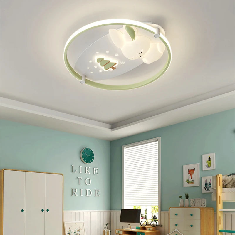 plafonnier moderne en forme de lapin pour enfant - vue 3 sur 9